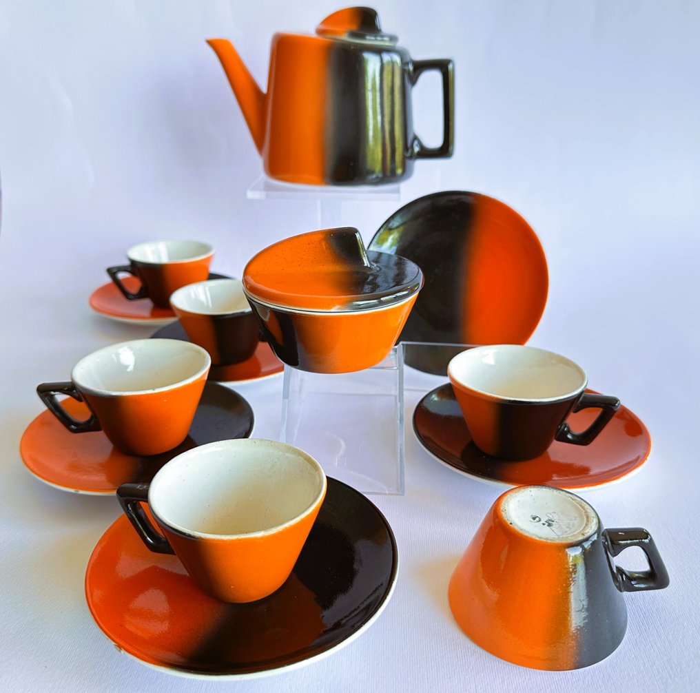 Granit - Coffee set (14) - Eva Striker Zeisel Art Deco Porcelain Faience Coffee Set by Budapest Gránit - Ceramic #4.3