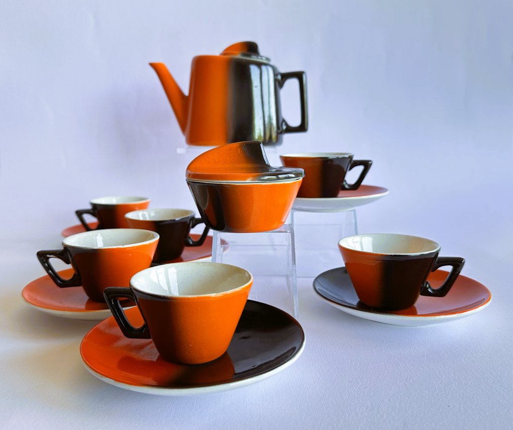 Granit - Coffee set (14) - Eva Striker Zeisel Art Deco Porcelain Faience Coffee Set by Budapest Gránit - Ceramic #2.1