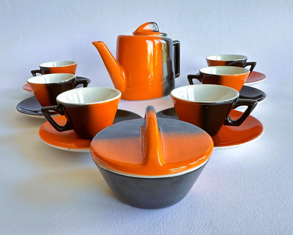 Granit - Coffee set (14) - Eva Striker Zeisel Art Deco Porcelain Faience Coffee Set by Budapest Gránit - Ceramic #1.0