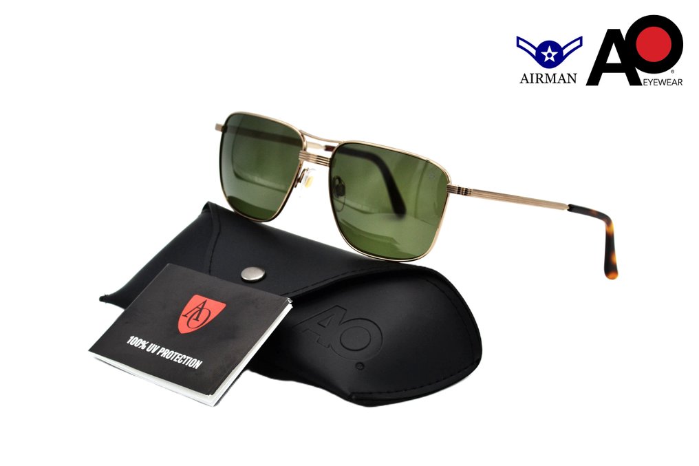 Other brand - American Optical - AIRMAN Light Bronce - Green Lenses - Classic Rectangular Design  *New* - Γυαλιά ηλίου #1.0