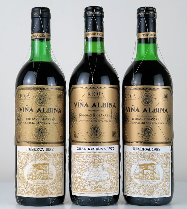 1970 Viña Albina Gran Reserva & 1982 Viña Albina Reserva x2 - Rioja - 3 Flaschen (0,75 l) #1.0