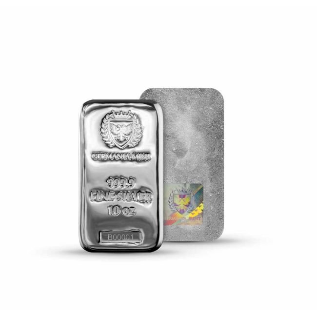 10 once troy - Argento - 10 oz Germania Mint 9999 Fine Silver Cast Bar - Sigillato #2.1