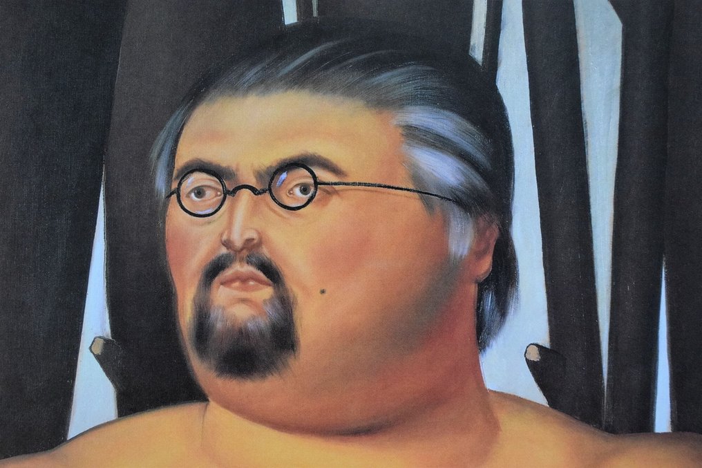 Fernando Botero (after) - SELF PORTRAIT WITH FLAG - Official Poster of the Exhibition held in Rome - Year 1991 - Década de 1990 #2.1