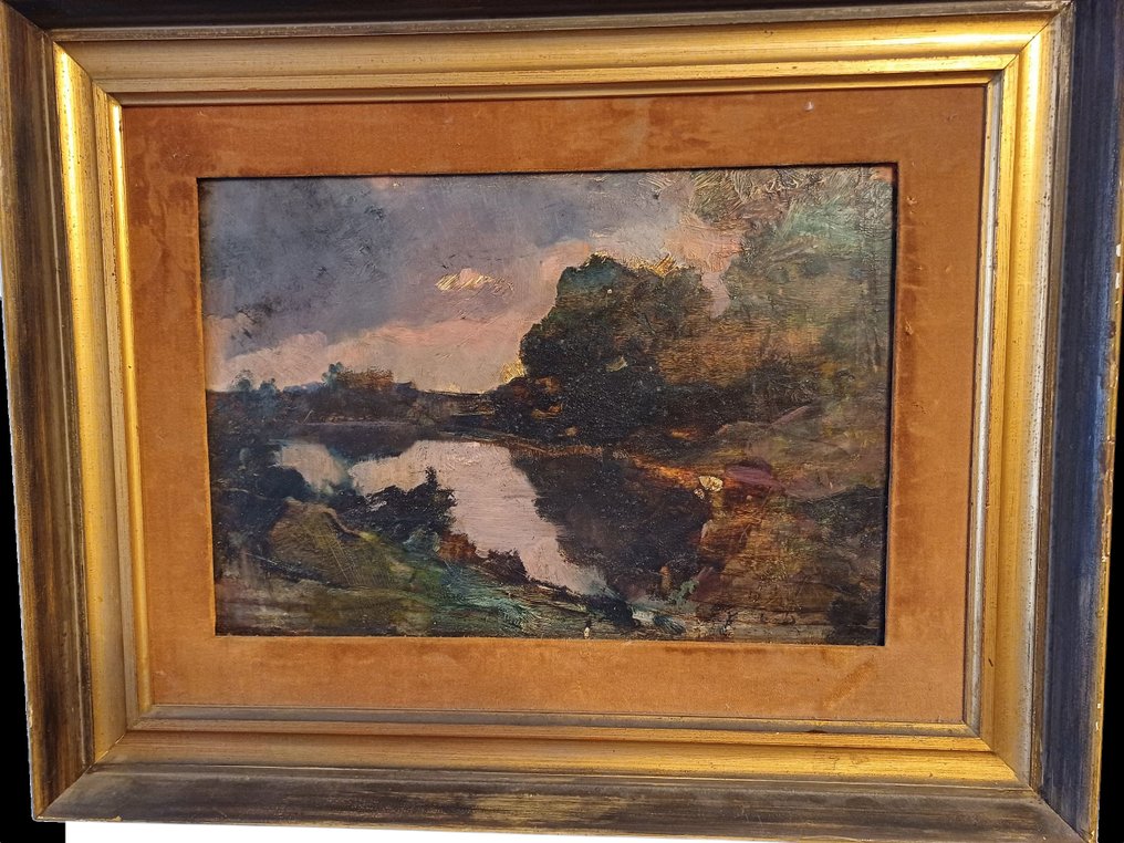 Antonio Fontanesi (1818–1882), Attrib. - Paesaggio con fiume #1.0