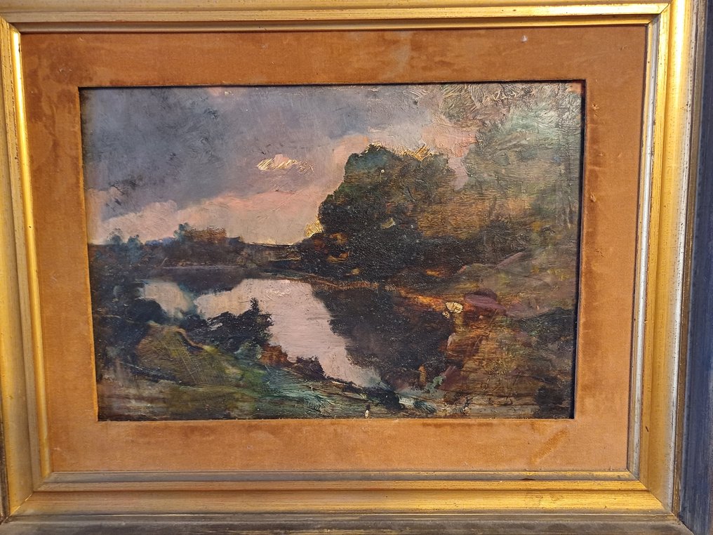 Antonio Fontanesi (1818–1882), Attrib. - Paesaggio con fiume #2.1