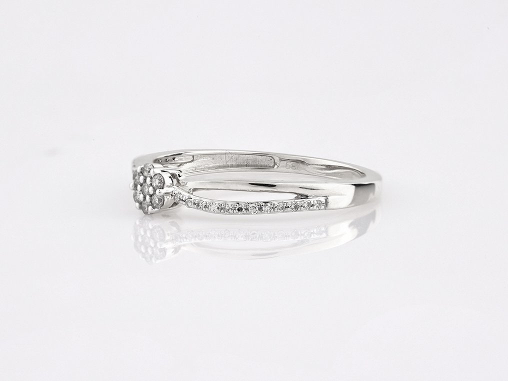 沒有保留價 - 戒指 - 14 克拉 白金 -  0.12ct. tw. 鉆石 (天然)  #1.0