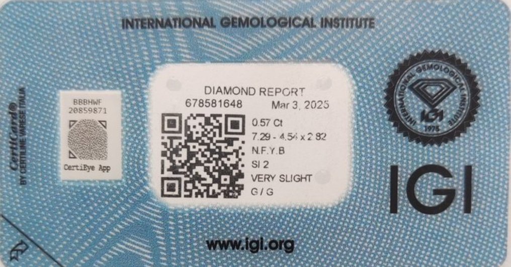 1 pcs Diamond  (Natural)  - 0.57 ct - Marquise - SI2 - International Gemological Institute (IGI) #4.3