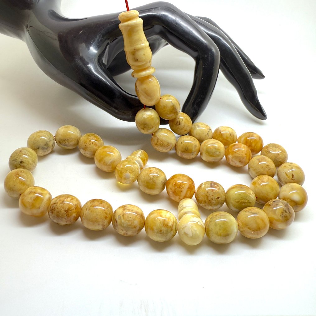 Baltic amber tesbih bönepärlor rosenkrans, runda olivformade pärlor 35,3 g - Bärnsten - Succininte #2.1