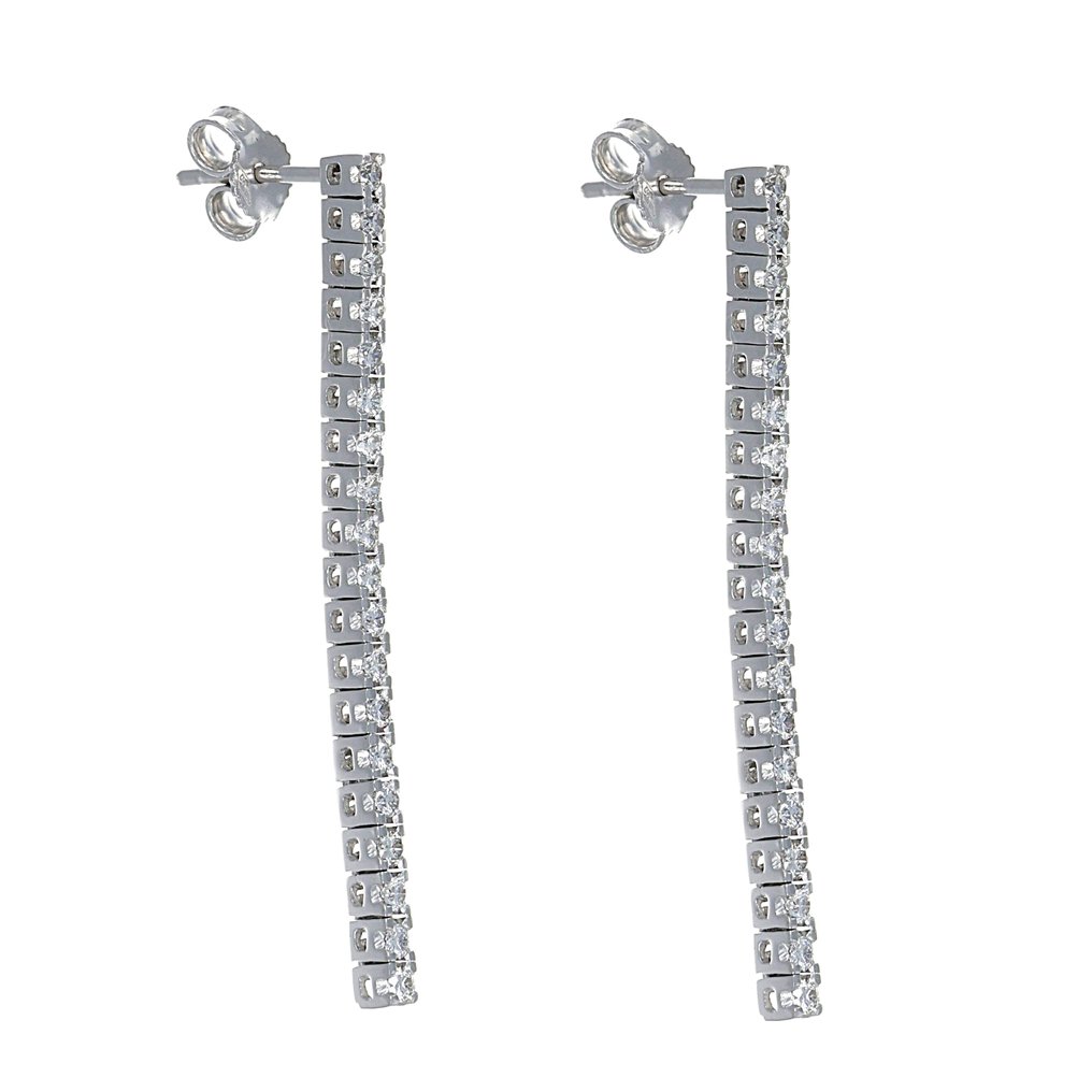 Σκουλαρίκια - 18 καράτια Λευκός χρυσός - 0.95ct. tw. Διαμάντι (Φυσικό) #1.0