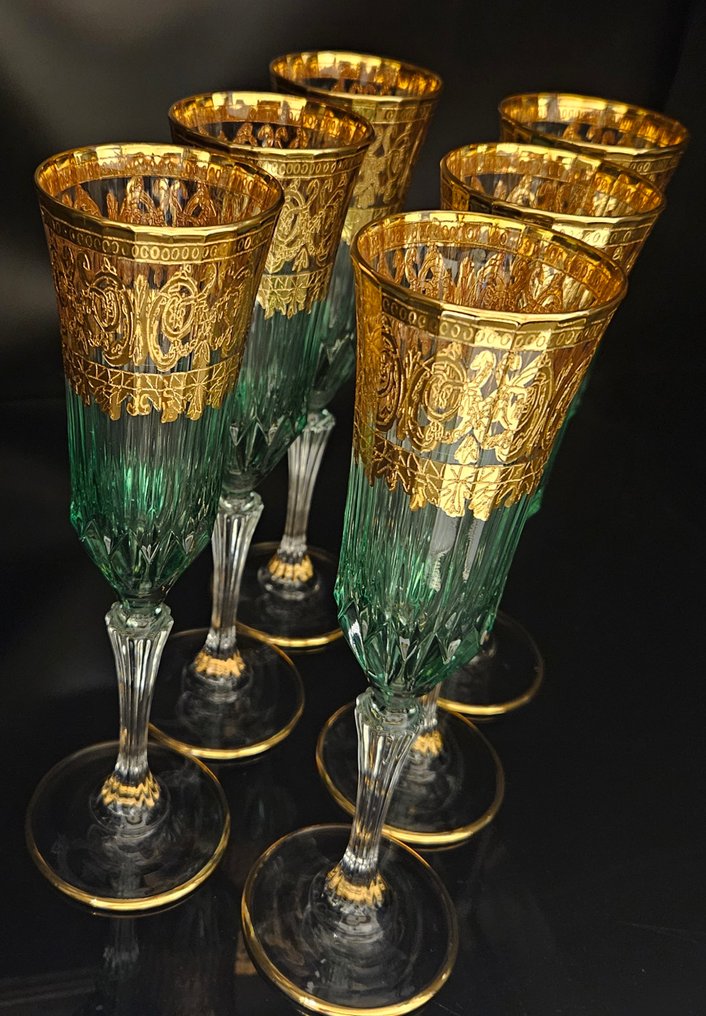 ISMIE LUX - Υπηρεσία ποτού (6) - ανώτερη πολυτέλεια σμαραγδένια κοσμήματα φλάουτο σε χρυσό - Κρύσταλλο, Χρυσός #4.3