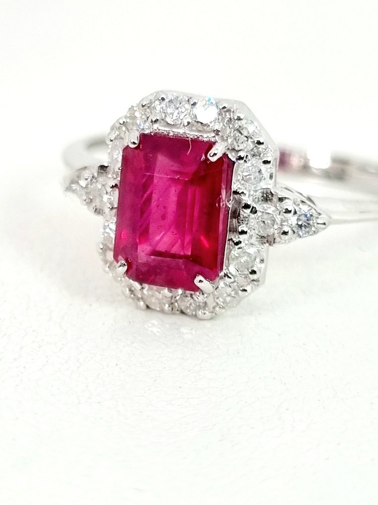 Δαχτυλίδι - 18 καράτια Λευκός χρυσός Ρουμπίνι - Διαμάντι #4.3