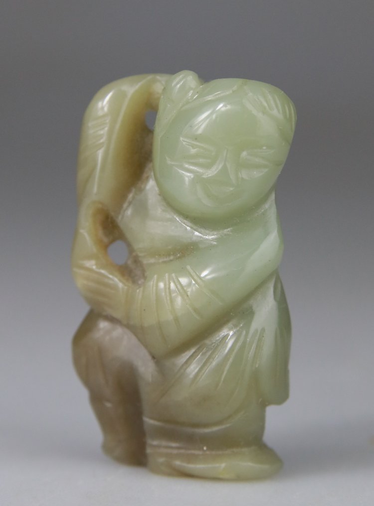 Kinesisk pladevedhæng - Hoho Brother - Jade Pale - nephrite - Kina - Begyndelsen af det 20. århundrede #1.0