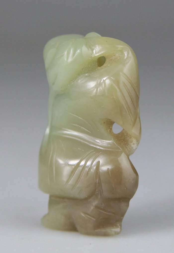 Kinesisk pladevedhæng - Hoho Brother - Jade Pale - nephrite - Kina - Begyndelsen af det 20. århundrede #3.2
