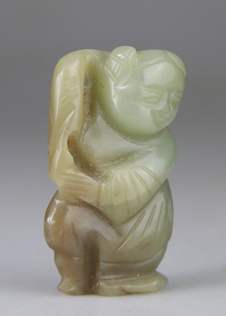 Kinesisk pladevedhæng - Hoho Brother - Jade Pale - nephrite - Kina - Begyndelsen af det 20. århundrede #4.3