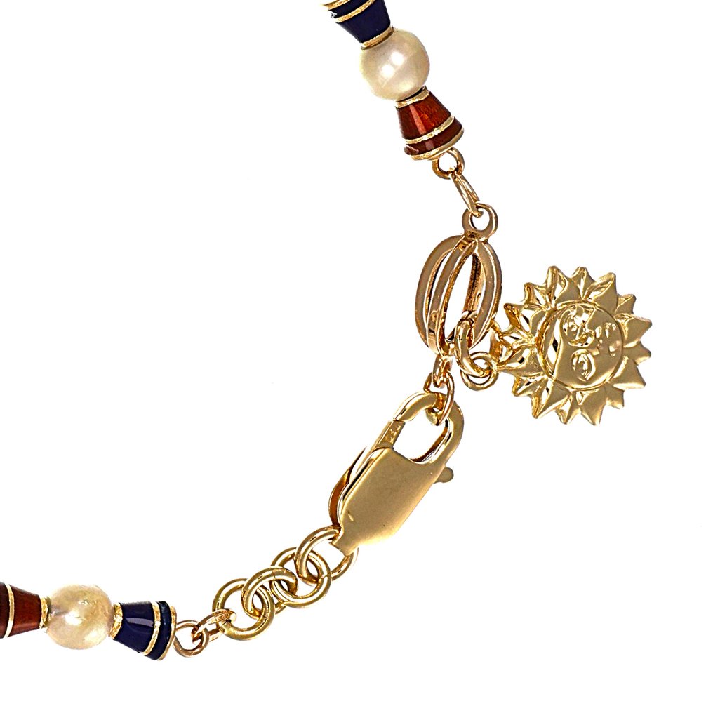 手镯 - 18K包金 黄金 -  1.50ct. tw. 绿松石 - 珍珠 #1.0