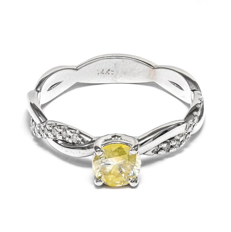 戒指 - 14K包金 白金 - 0.61ct. tw. 钻石 (天然) - 钻石 #1.0