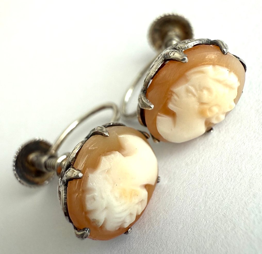 Senza prezzo di riserva - Orecchini Argento - Orecchino vintage con cammeo #4.3