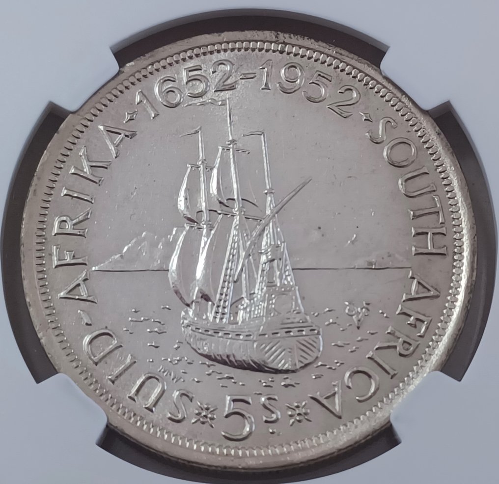 Νότια Αφρική. 5 Shillings 1952 (key date) - NGC AU Details  (χωρίς τιμή ασφαλείας) #2.1