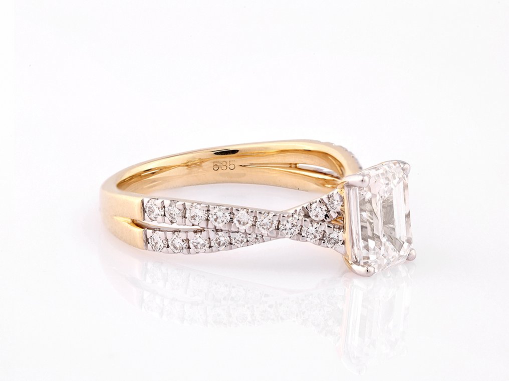 Δαχτυλίδι - 14 καράτια Κίτρινο χρυσό -  2.07ct. tw. Διαμάντι (Εργαστηριακής καλλιέργειας) - Διαμάντι #1.0