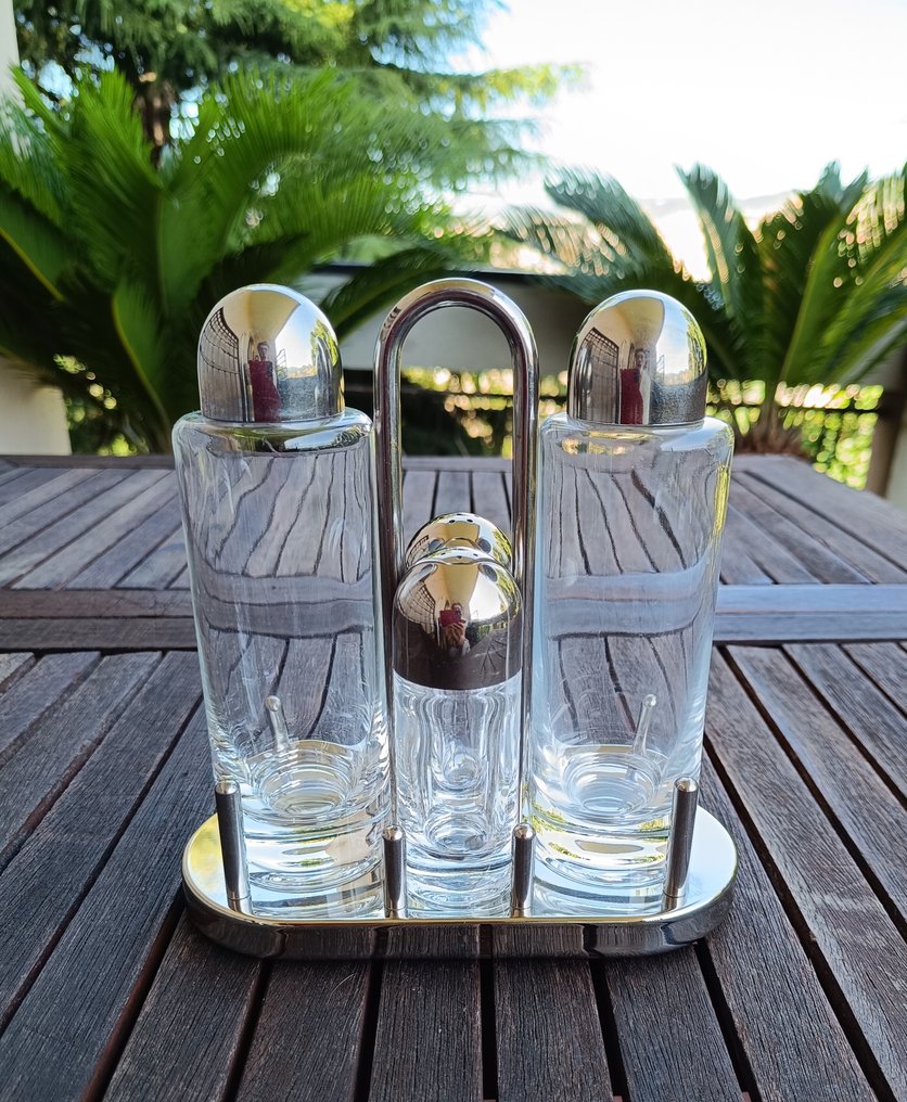 Alessi - Ettore Sottsass - Cruet set - 5070 - Steel, Glass #1.0