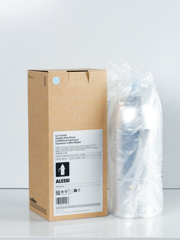 Alessi - Aldo Rossi - Kávéfőző - A Cupola - 6 csésze - Világoskék - öntött alumínium, acél - Bevezetés #2.1