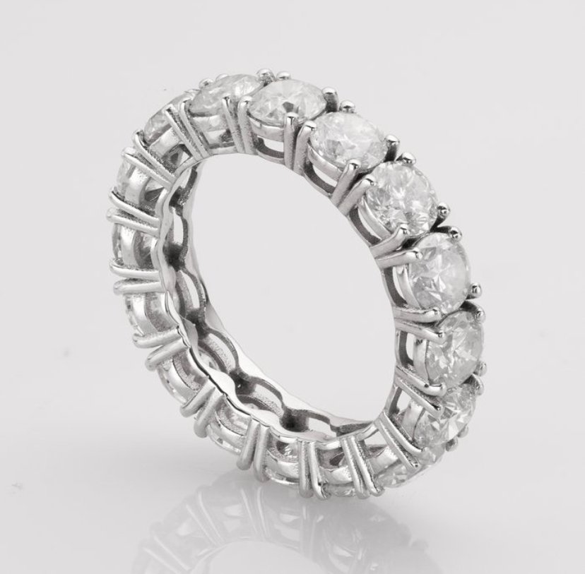 Utan reservationspris - Vigselring - 14 kt Vittguld - 4.30ct. tw. Diamant (Natural) #2.1