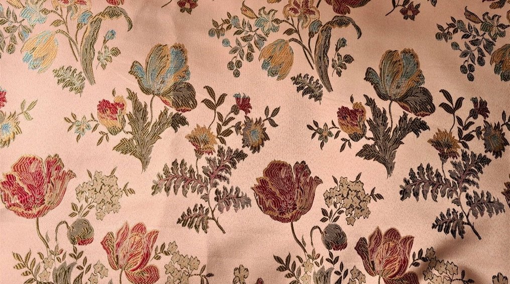 Precious damask fabric from San Leucio Rosa with rich floral decoration. - Upholstery fabric  - 3 m - 2.8 m #4.3