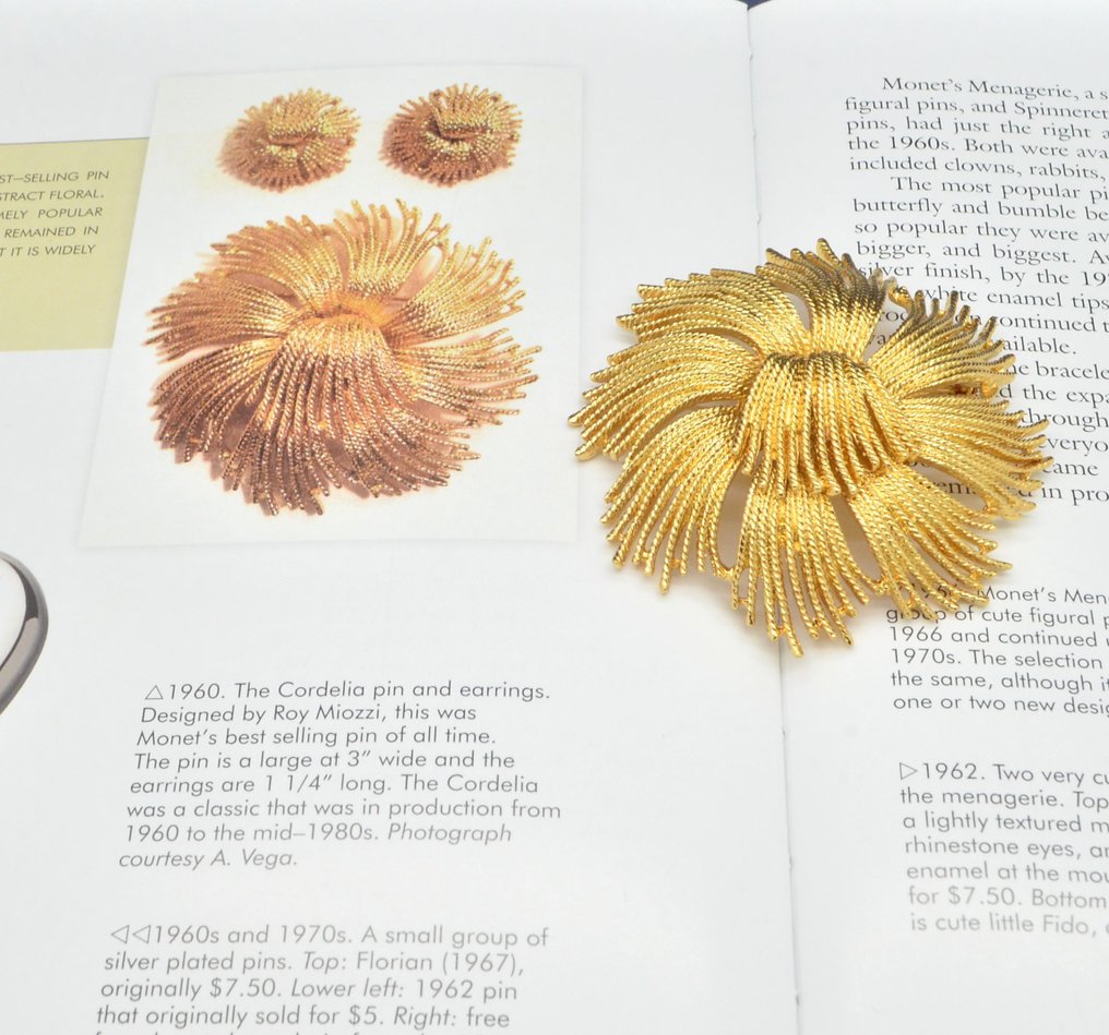 Other brand - Brincos Vintage Monet Cordelia de Prata com Imã e Ouro 22k - Pregadeira #2.1