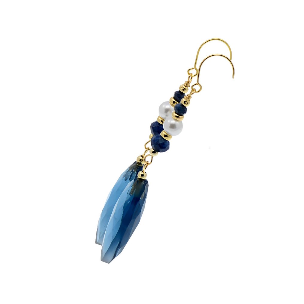 Sin precio de reserva - Conjunto de joyas de 2 piezas - 18 quilates Oro amarillo Perla - Espinela - Sapphire #3.2