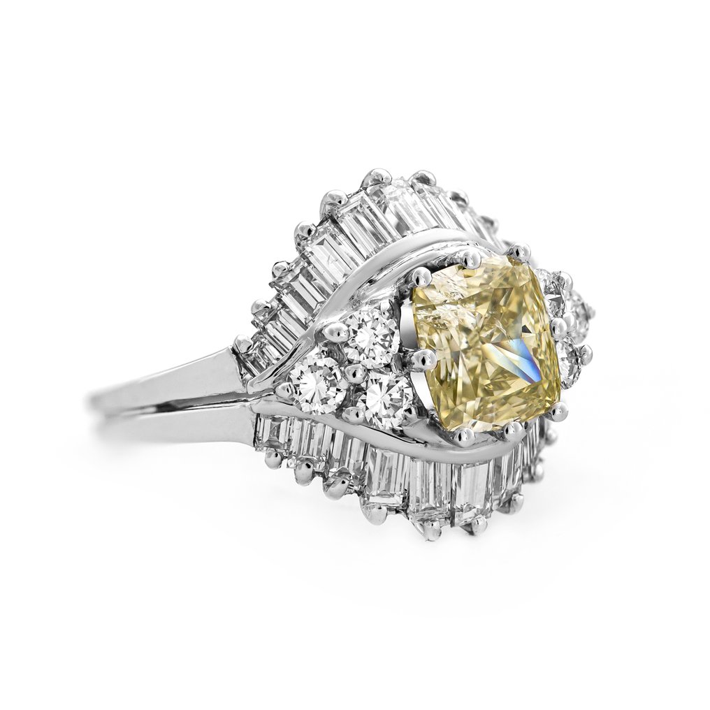 Sormus - 18 kt. Valkokulta - 3.87ct. tw. Keltainen Timantti (Luonnonvärinen) - Timantti #4.3