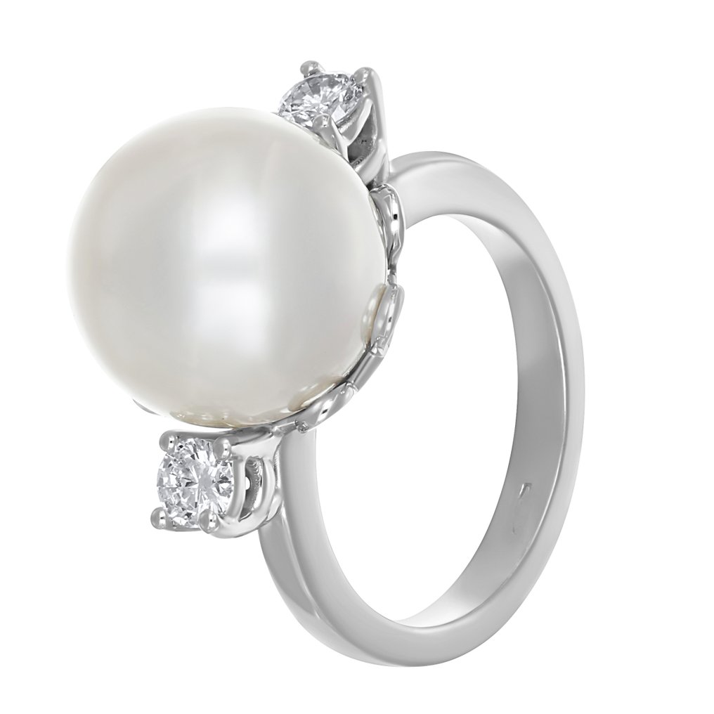 Δαχτυλίδι - 18 καράτια Λευκός χρυσός -  0.40ct. tw. Διαμάντι (Φυσικό) - Μαργαριτάρι #3.2