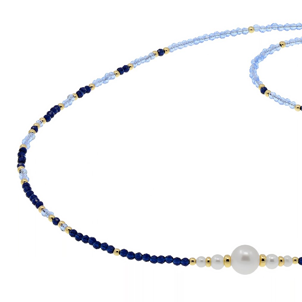 Sin precio de reserva - Conjunto de joyas de 2 piezas - 18 quilates Oro amarillo Perla - Espinela - Sapphire #4.3