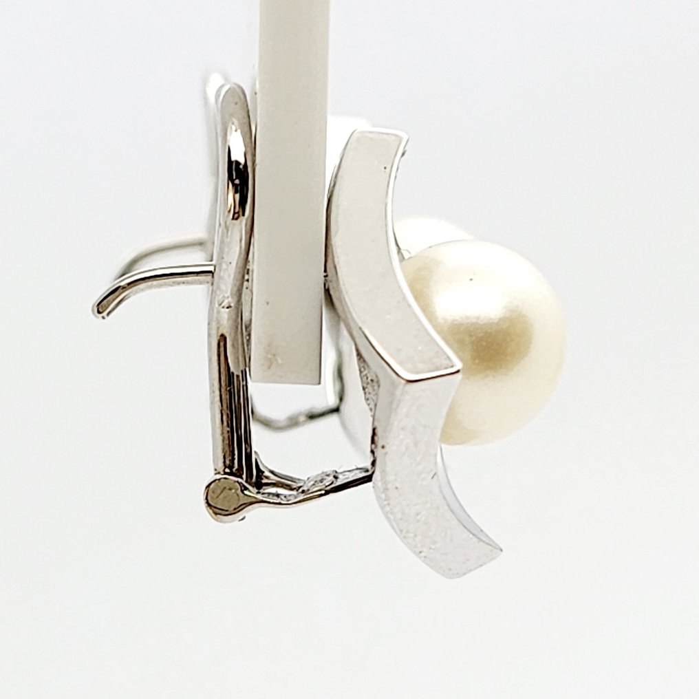 Σκουλαρίκια - 18 καράτια Λευκός χρυσός Μαργαριτάρι - Διαμάντι - άκουσα #3.2