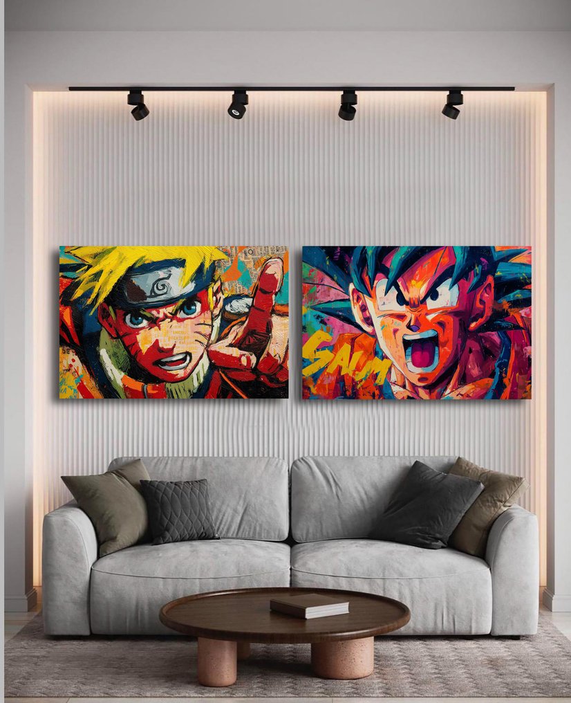 Canvas Fit - Alberto Ricardo - “Guerreros del Espíritu: Naruto & Goku” (Díptico en lienzo – Edición limitada) #3.2