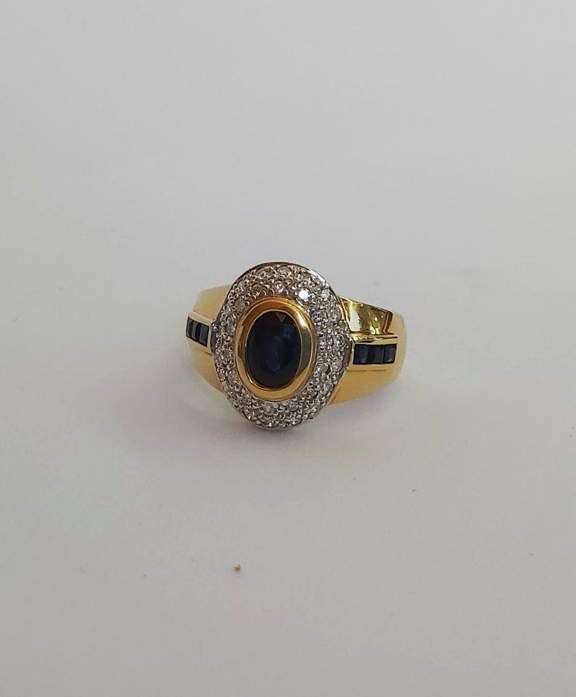 Gyűrű - 19,2 kt. Sárga arany - 0.95ct. tw. Zafír - Gyémánt #3.2