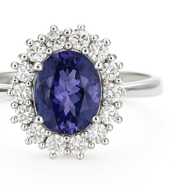 戒指 - 18 克拉 白金 -  2.27ct. tw. 坦桑石 - 鉆石 #2.1