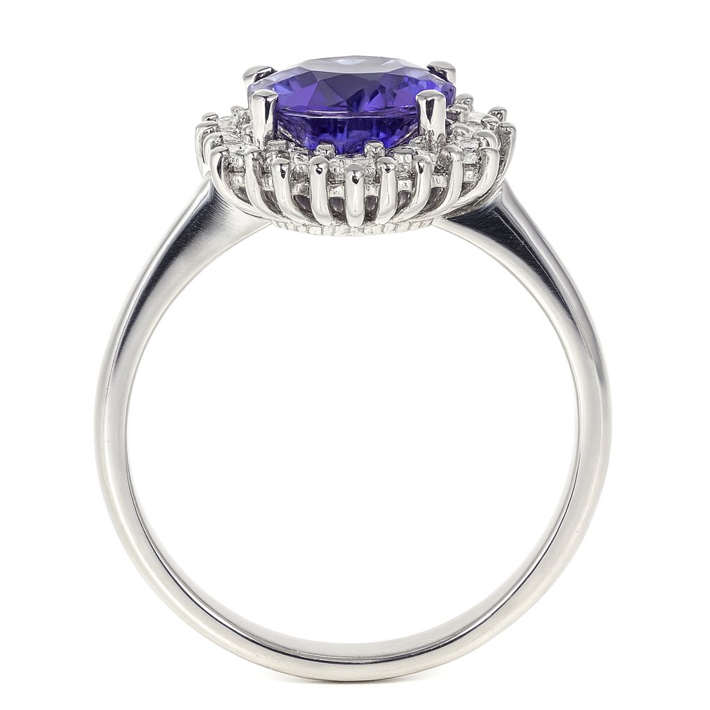 戒指 - 18 克拉 白金 -  2.27ct. tw. 坦桑石 - 鉆石 #4.3