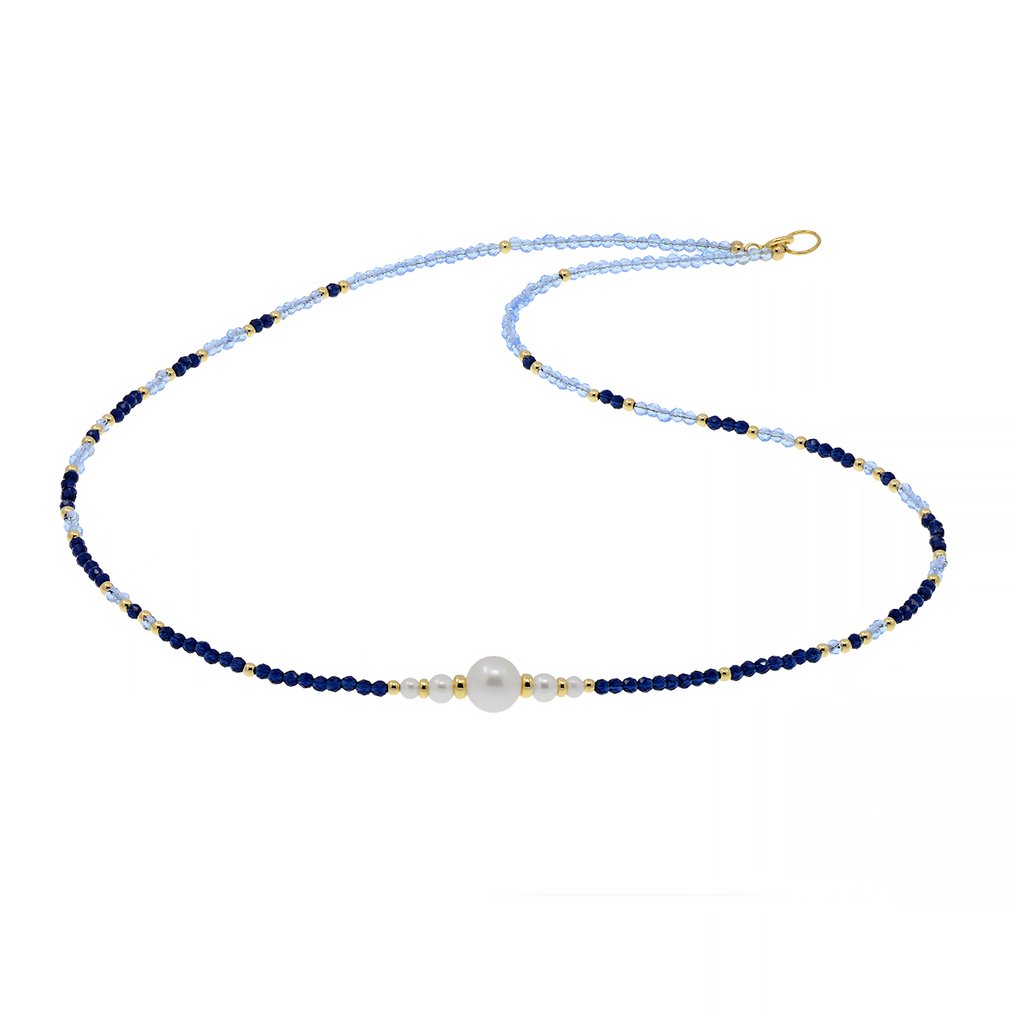Sin precio de reserva - Conjunto de joyas de 2 piezas - 18 quilates Oro amarillo Perla - Espinela - Sapphire #1.0