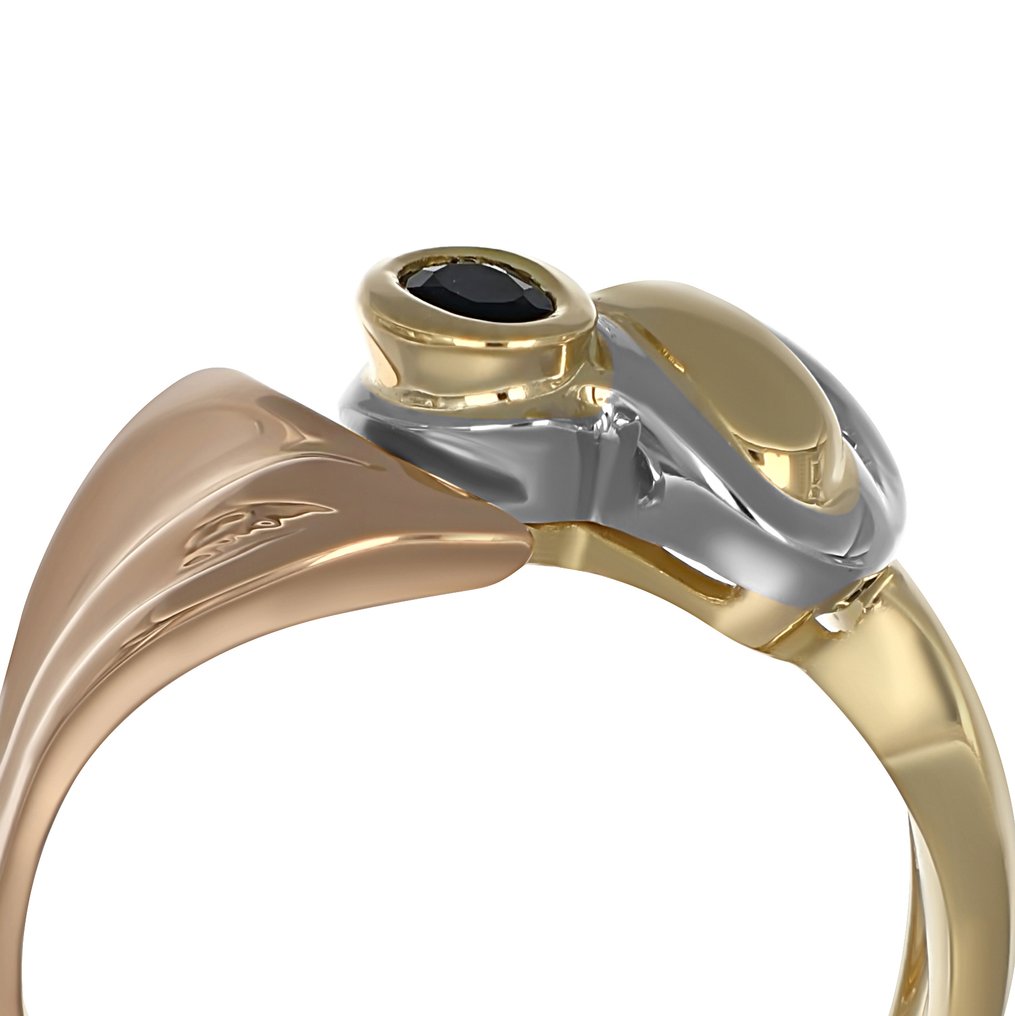 Bague - 18 carats Or jaune, Or rose, Or blanc -  0.18ct. tw. Saphir - Diamant #2.1