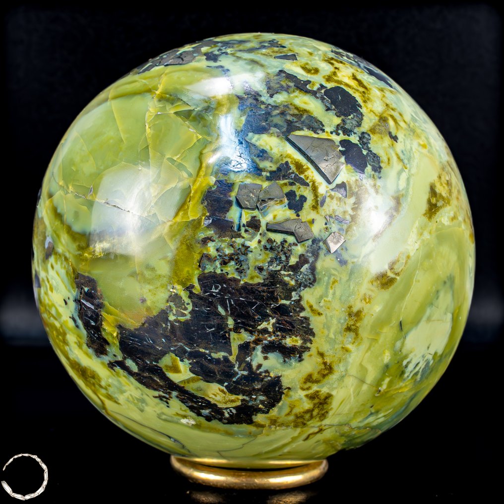 非常罕见的一等品质蛇纹石与黄铁矿 Sphere，来自秘鲁- 2002.77 g #1.0