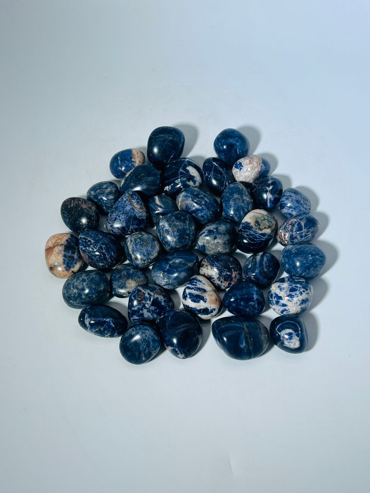 ***无底价*** 深蓝色苏打石打磨石(30–40毫米) – 来自巴西的1公斤批次- 1000 g - (1) #3.2