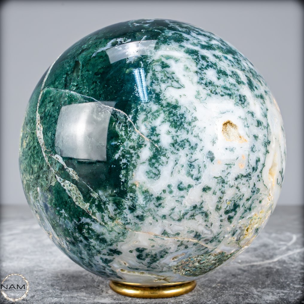 顶级品质天然极具艺术感的苔藓玛瑙 Sphere- 2590.71 g #1.0