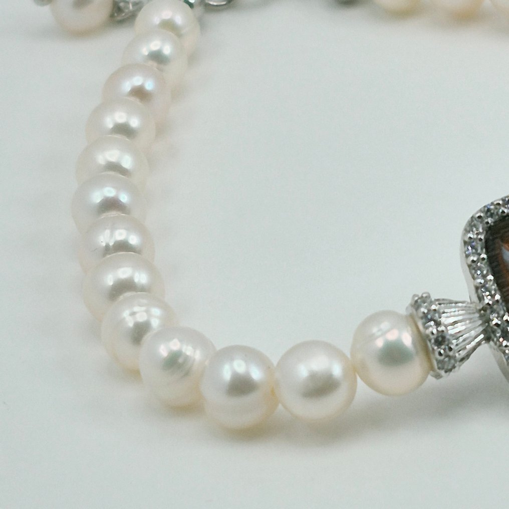 Argint - Brățară - Perle și camée #2.1