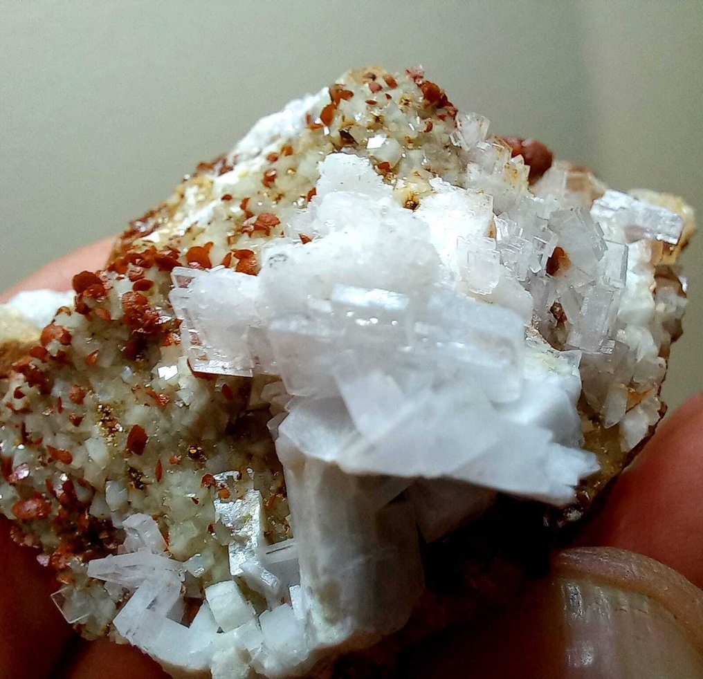 Mangano Calcite, Barite, Sulfur, Aragonite, Chalcedony, Vanadinite, Quartz, Albite, Epidote. Mineral Collection - Height: 60 cm - Width: 60 cm- 1450 g - (24) #3.2