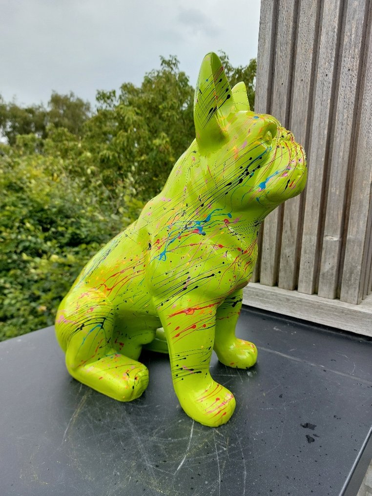 Statue, green  buldog artistic - 43 cm - polyresin #3.2