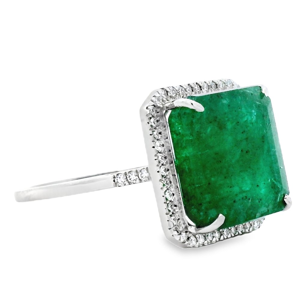 戒指 白金 - 8.42ct. tw. 祖母绿 - 钻石 #4.3