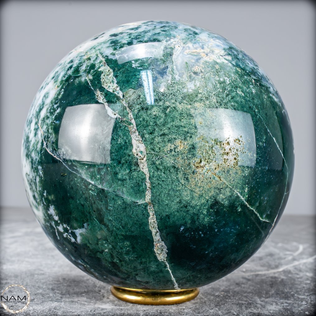 顶级品质天然极具艺术感的苔藓玛瑙 Sphere- 2590.71 g #4.3