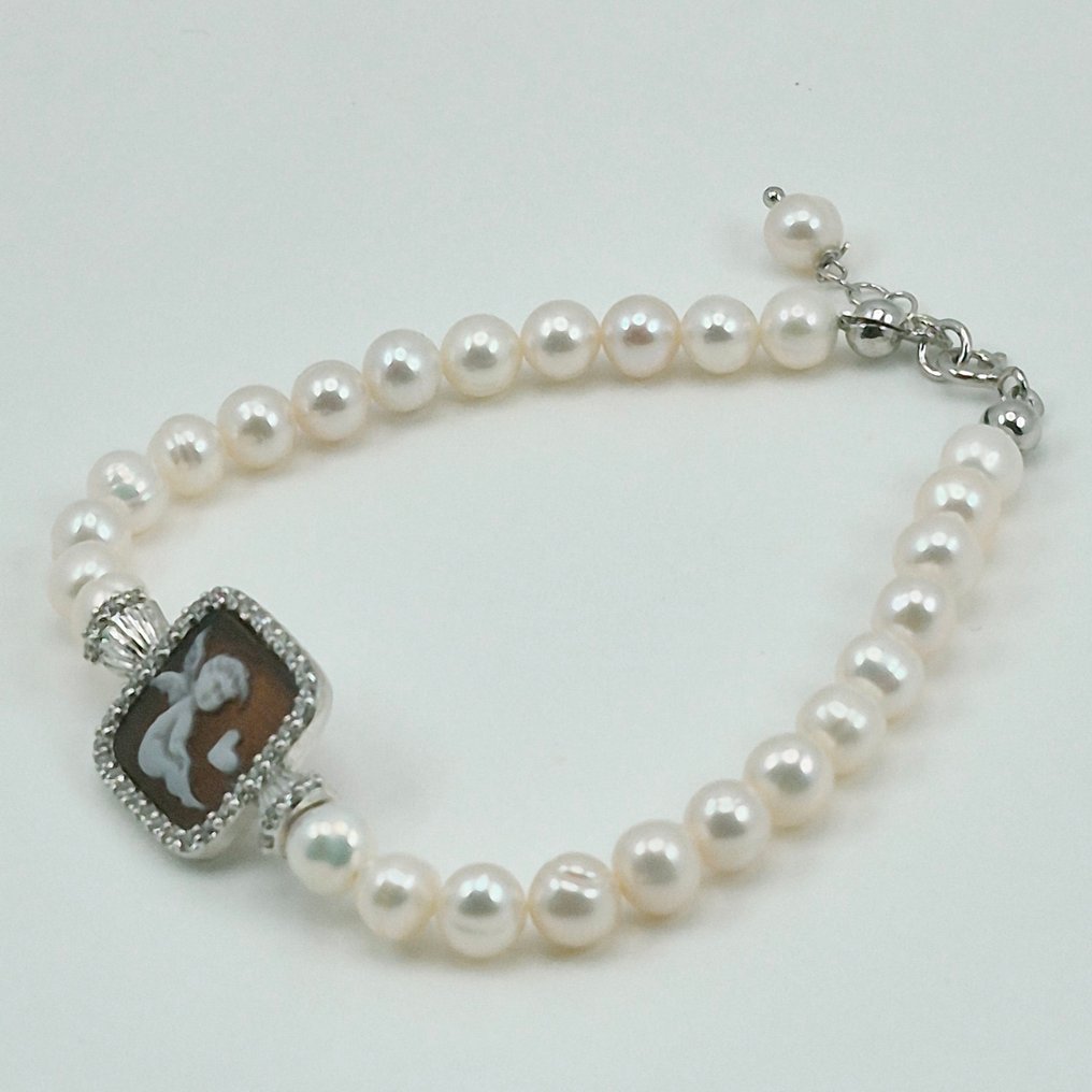 Argint - Brățară - Perle și camée #3.2