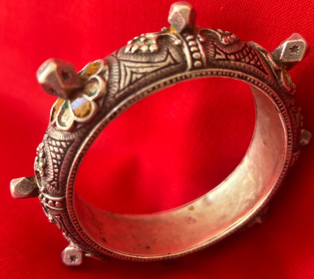 Bracciale in argento antico berbero - Argento, smaltato - Marocco - Prima metà del XX secolo #2.1
