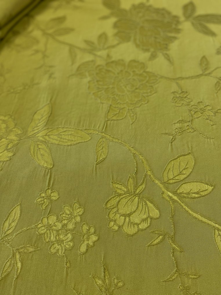 Tessuto damassé prestigioso in misto seta verde acido semi-lucido. - Tessuto  - 400 cm - 305 cm #2.1